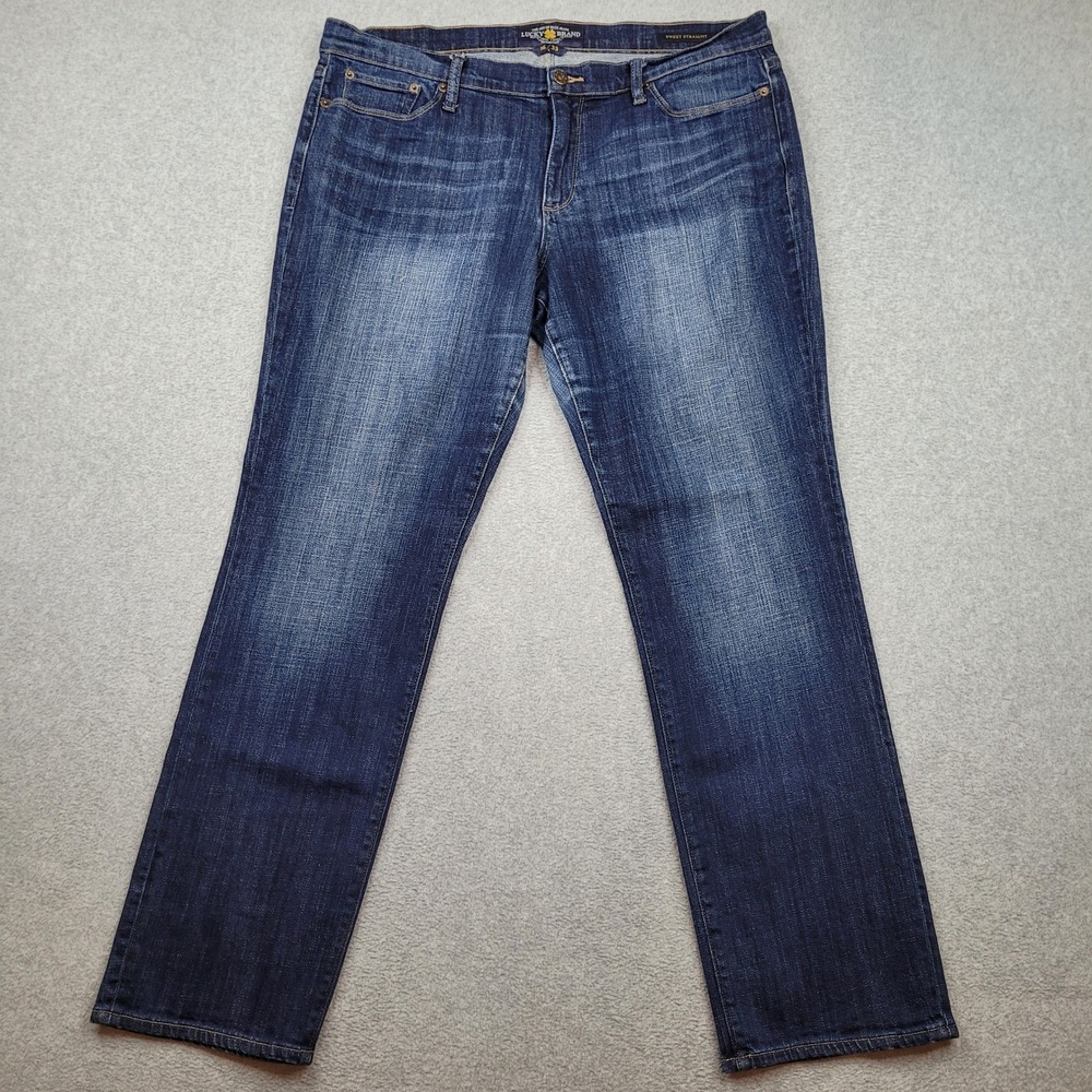 Lucky Brand Sweet Straight‎ Jeans Womens 16x33 Blue Denim Mid Rise Stretch